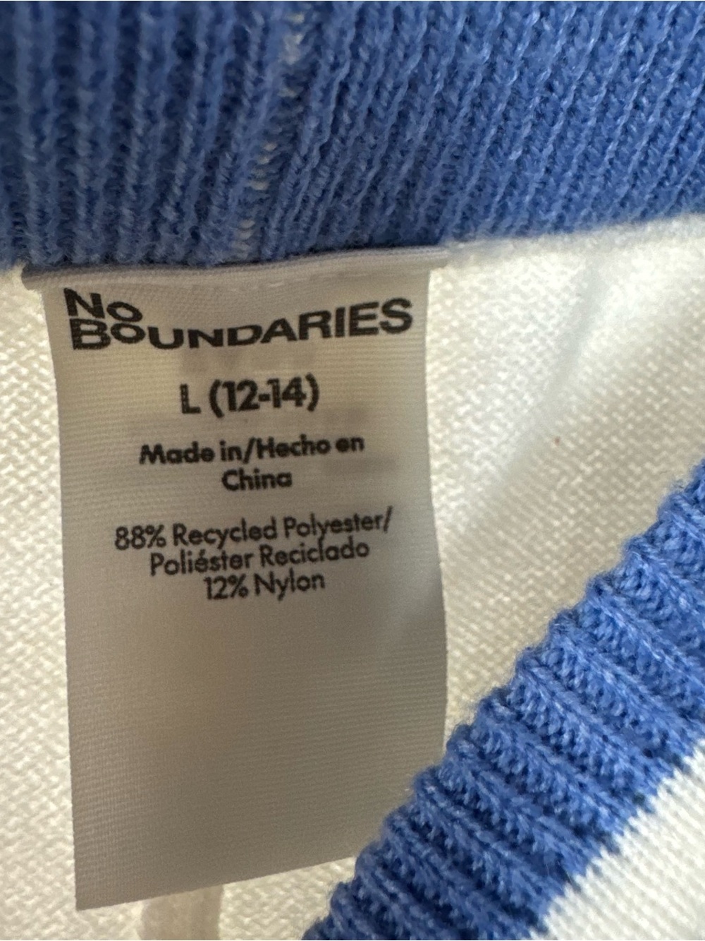 Walmart No Boundaries Sweat Pants Joggers Sweater Knit Stripe Tie Front White - Picture 7 of 8